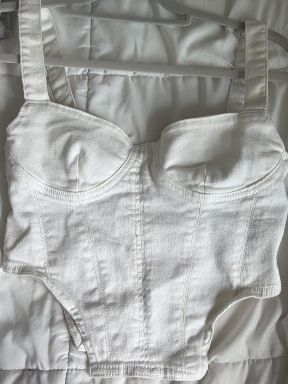Zara white denim top